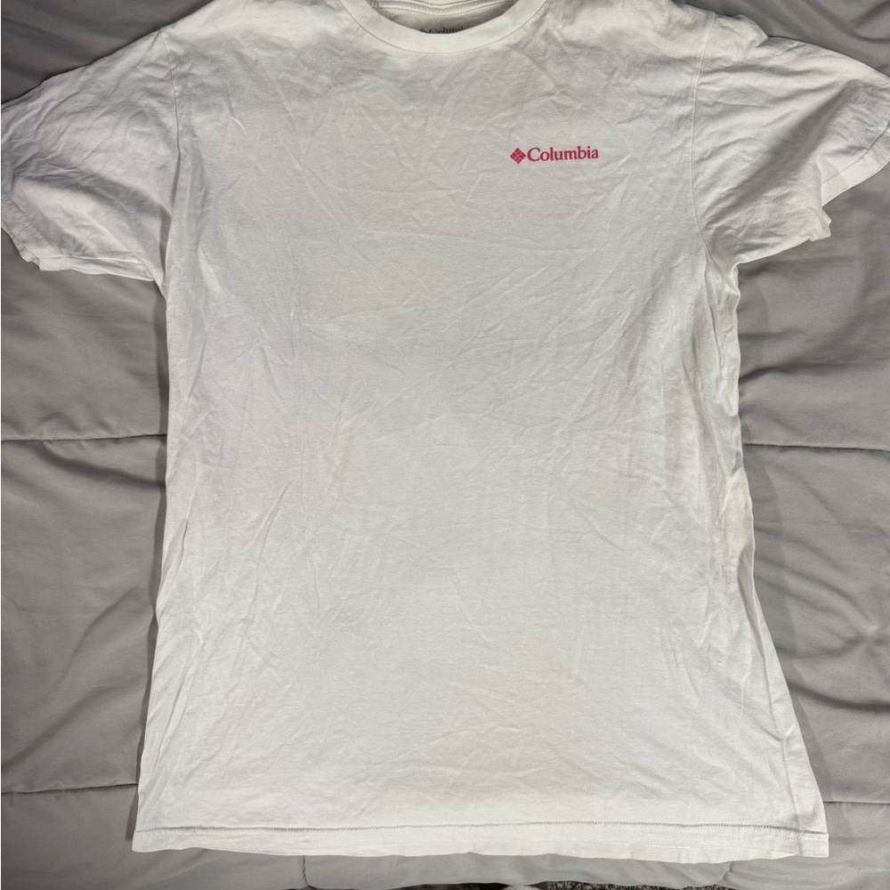 Columbia White Tee with Pink Emblem